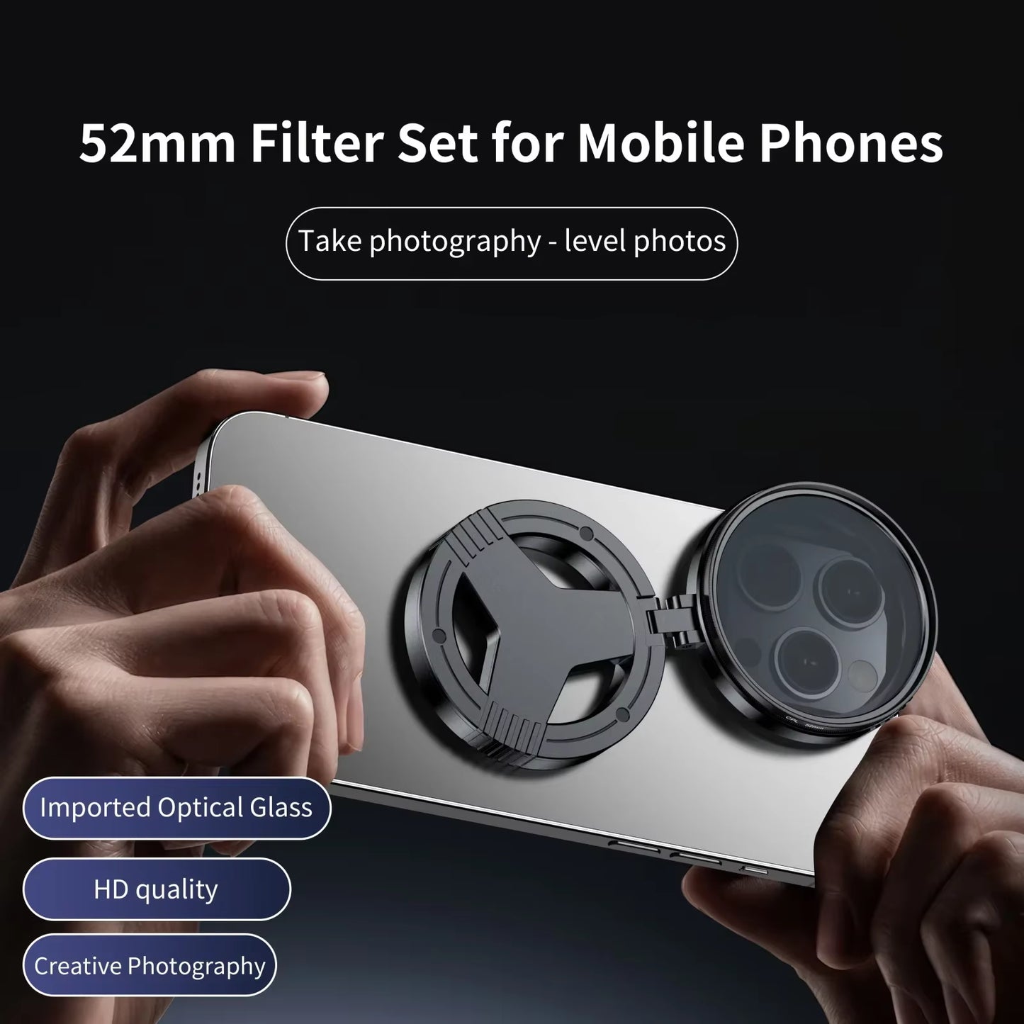 Magnetic Circular Universal Polarizer Camera Lens Clip 52MM CPL Filter Kit Professional Phone Camera Lens for Magsafe Iphone 16