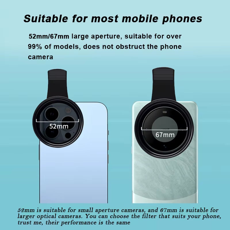 52Mm/67Mm Lens Filter Adjustable Light Reduction Variable ND Filter Iphone Dslrs Smartphones Tiktok Photography Accessories